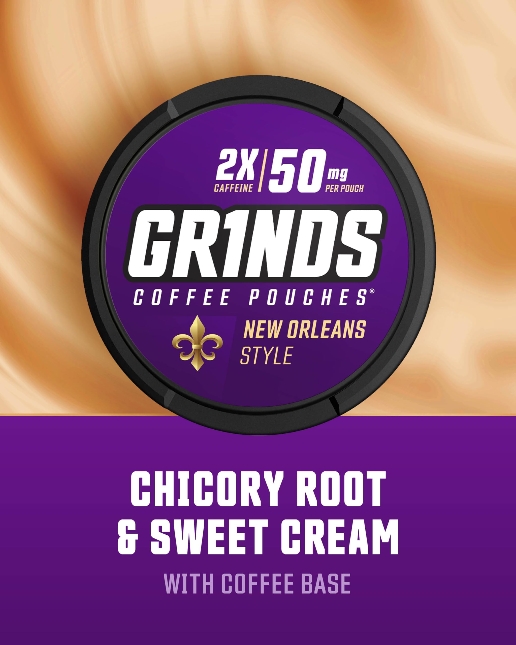 Grinds Coffee Pouches |Tobacco Free, Nicotine Free Healthy Alternative | 6 Cans of New Orleans | Made in the USA | 18 Pouches Pe