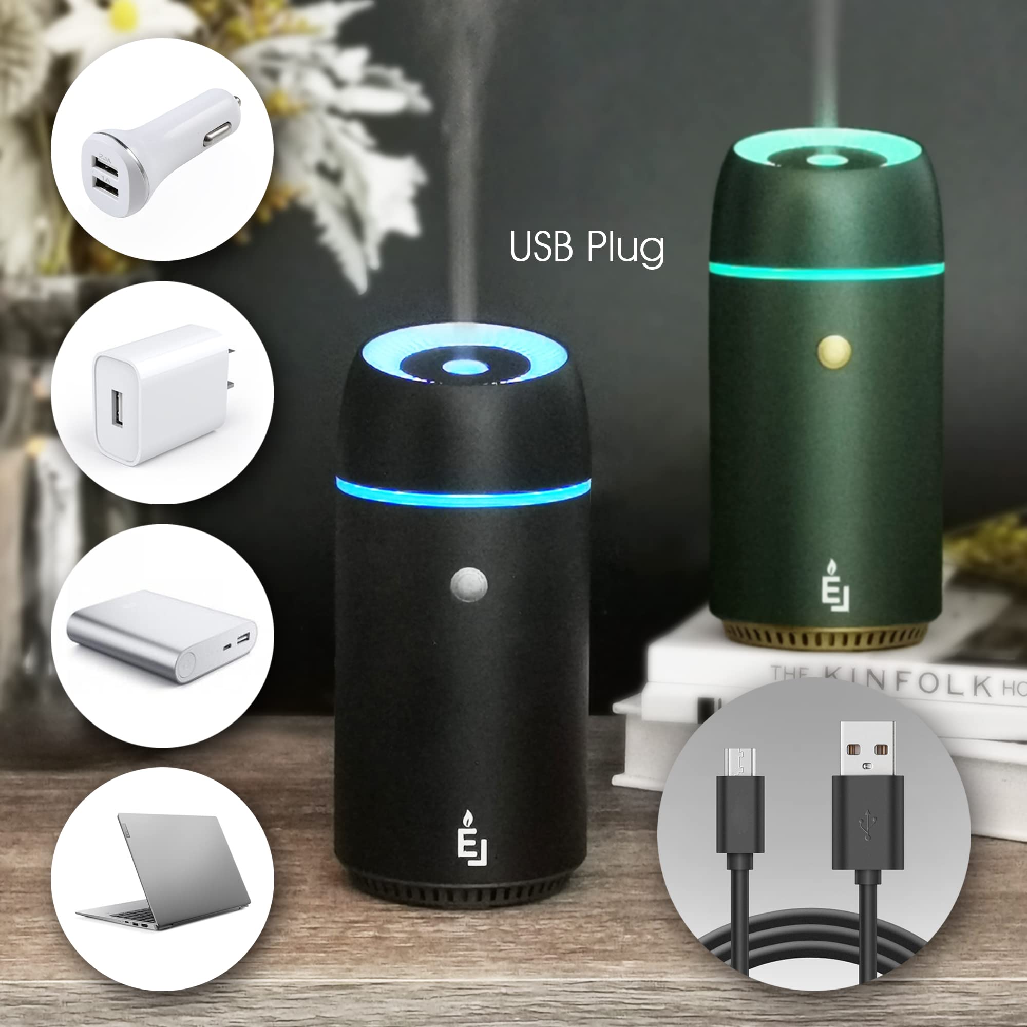 Earnest Living Essential Oil Diffusers Smart Car Diffuser Air Fresheners Humidifier for Essential Oils Car Aromatherapy 100ml Ti
