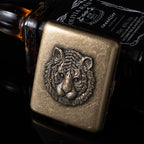 Vintage Metal case, Metal Plated Copper,18-20 Capacity, Surface Relief Tiger,Gift Box Packaging(Bronze, 85mm King Size)
