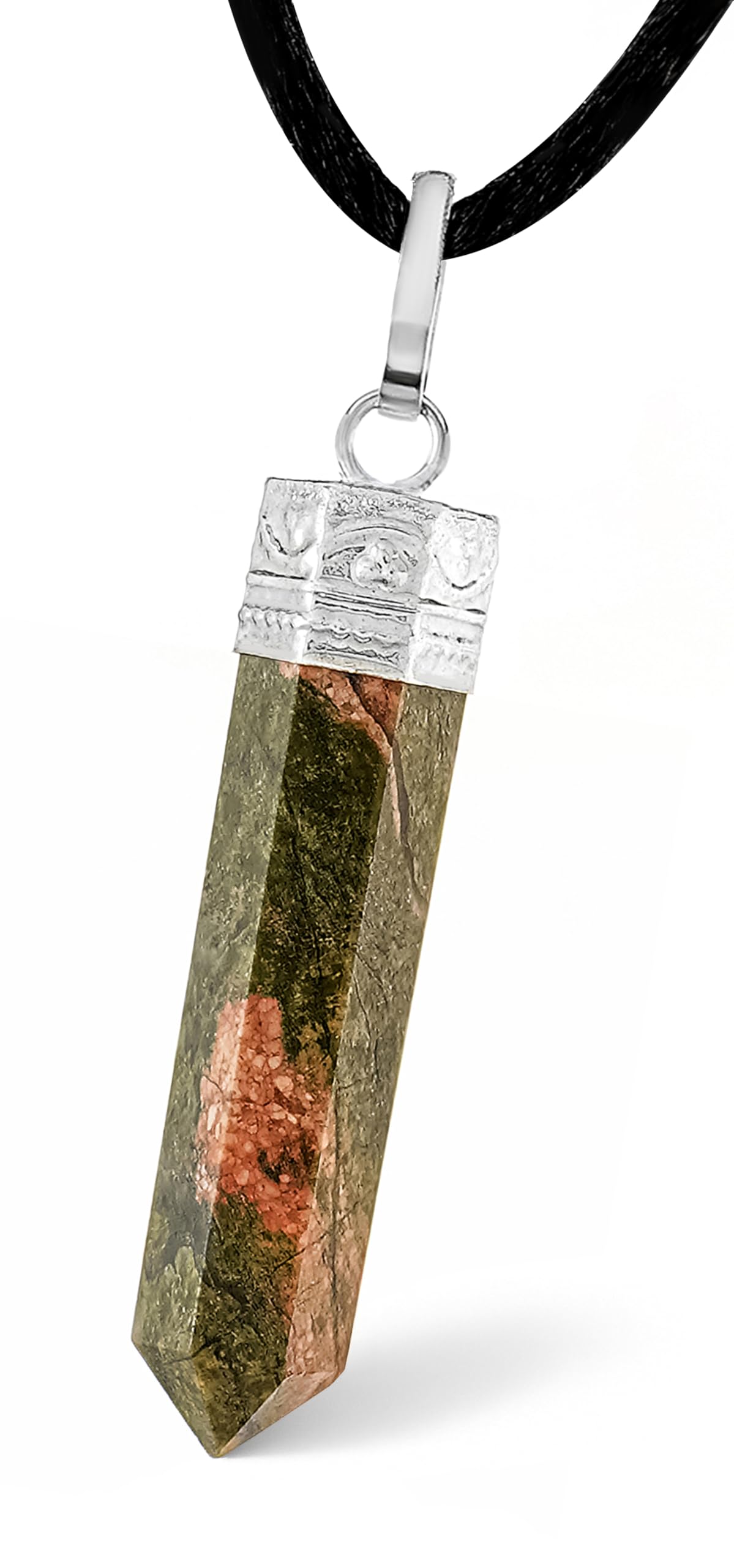 Sugandha Wellness Raw Unakite Healing Crystal Necklace - Vision & Harmony. Balance, Grounding & Growth. Luck & Prosperity. Jewel