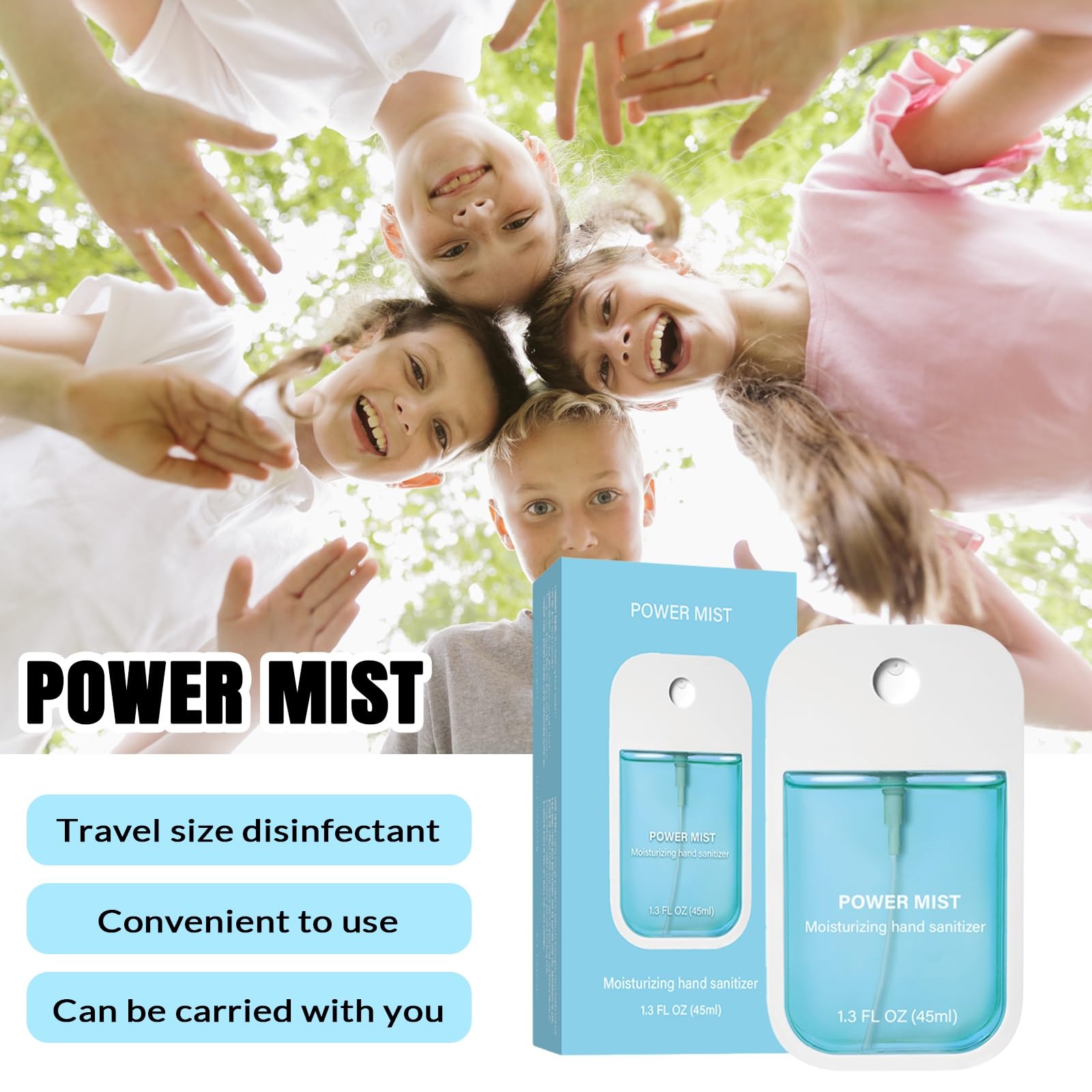 Power Mist Hydrating Hand Sanitizer Spray, Portable Travel-Size Hand Sanitizer Spray, 500-Sprays Each,Suitable for Both Adults a