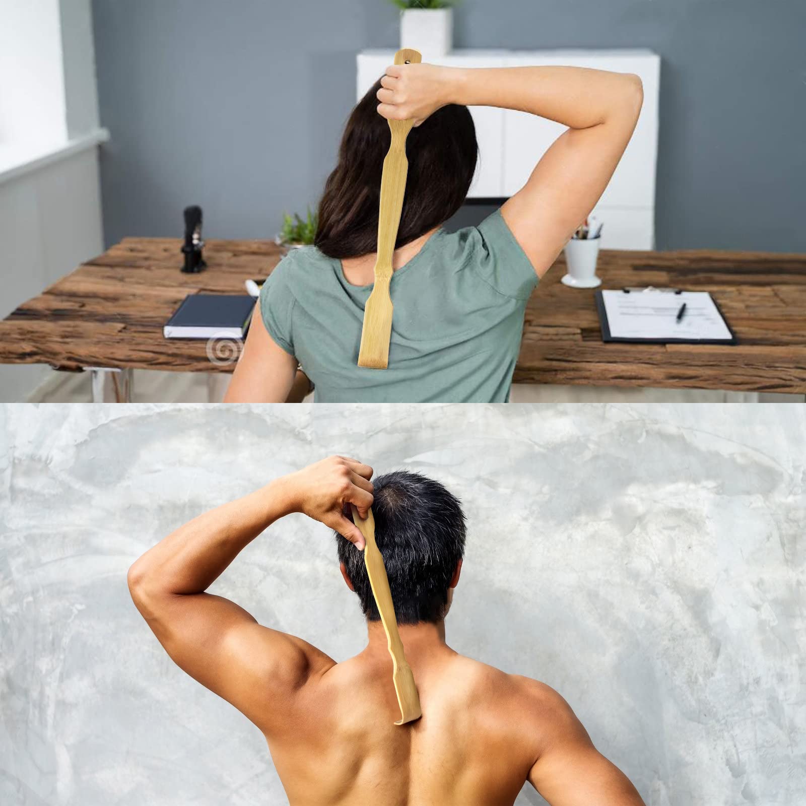 Omszte Bamboo Back Scratcher,100% Natural Bamboo Back Scratchers for Itching Relief,Strong & Sturdy 17 inches