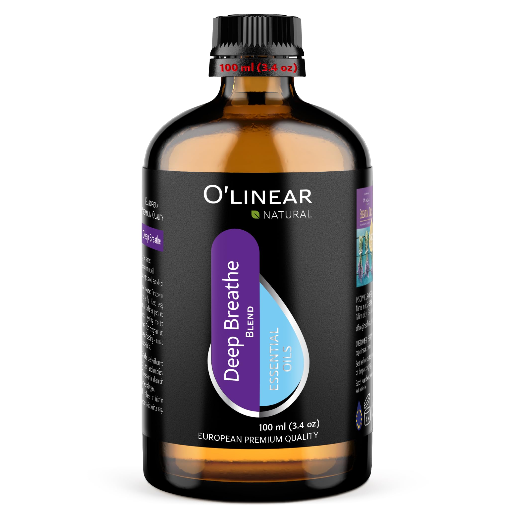 Breathe Essential Oil Blend - Calming Drops for Easy Breathing, Sweet Dreams and Relaxation, Mix of Peppermint, Lavender and Euc
