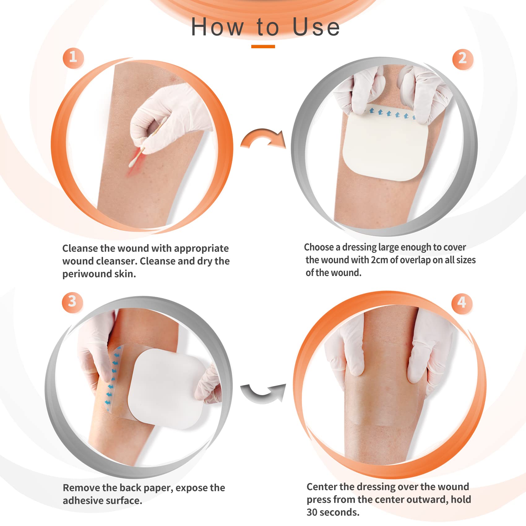 Hydrocolloid Bandage, Hydrocolloid Wound Dressing Thin Type 4 x 4 for Light Exudate Wound, Pressure Ulcer, Bed Sore, Surgica