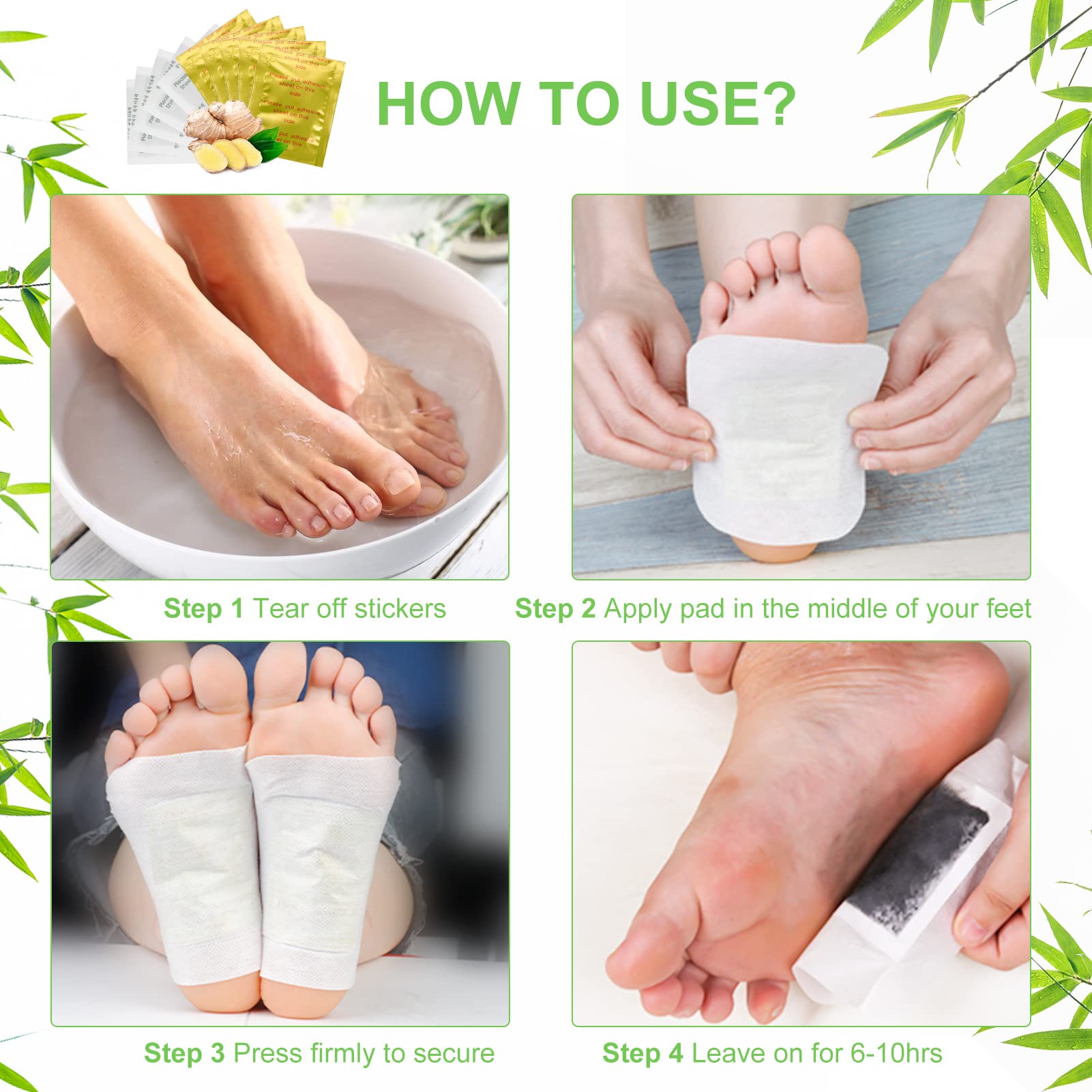 Foot Pads, 120 Pads Outgeek Natural Foot Pad for Foot and Body Care Sleep & Feel Better All Natural(60 Pack)