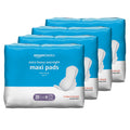 Amazon Basics Thick Maxi Pads with Flexi-Wings for Periods, Extra Heavy Overnight Absorbency, Unscented, Size 5, 80 Count (4 Pac