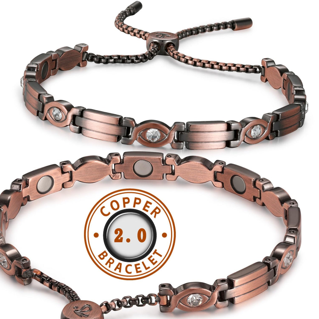 RainSo Women Pure Copper Magnetic Bracelets Adjustable Design with Display Box