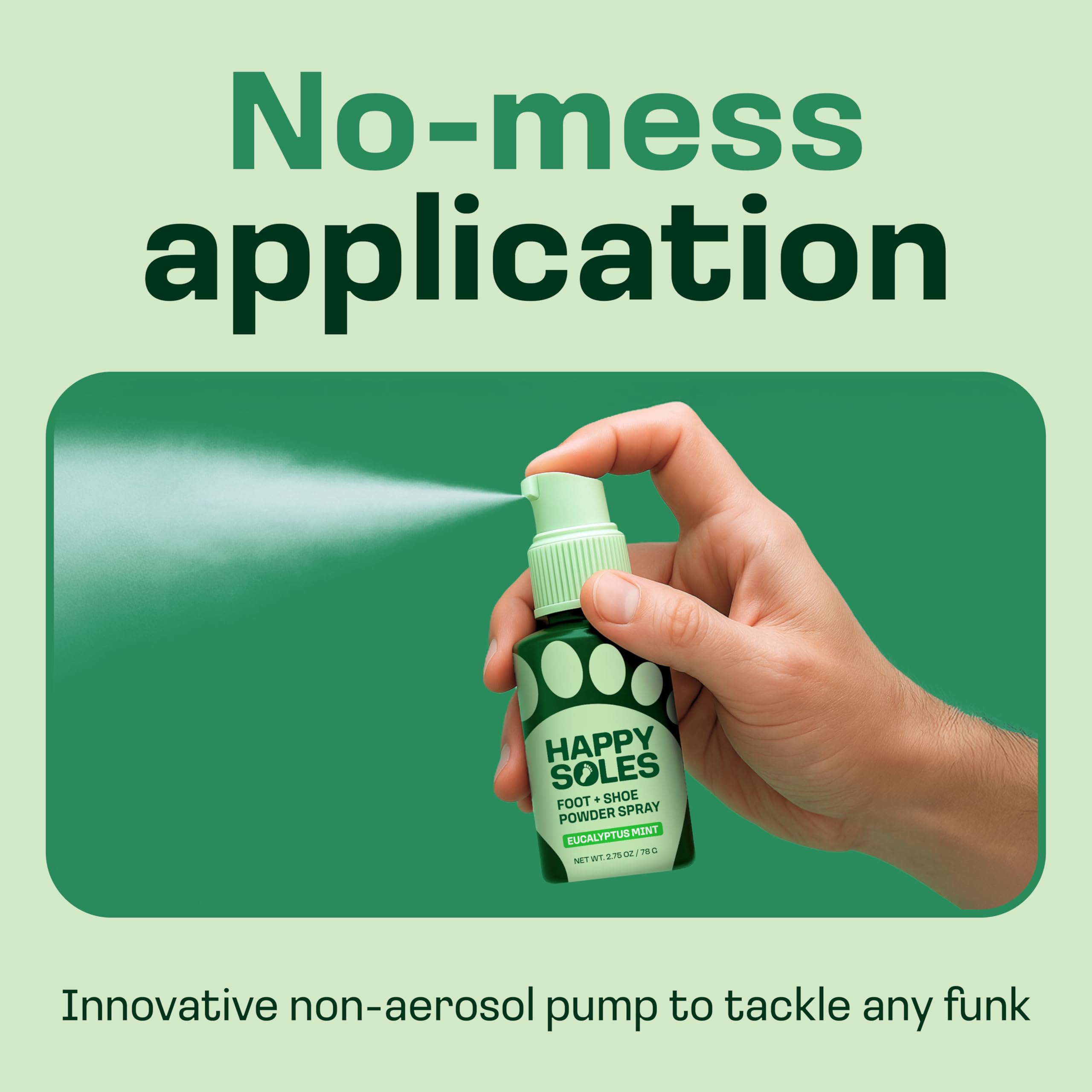 Happy Soles Foot & Shoe Deodorizer Powder Spray - Talc-Free, Vegan, Non-Aerosol Mess-Free Spray - Absorbs Sweat & Fights Odor wi