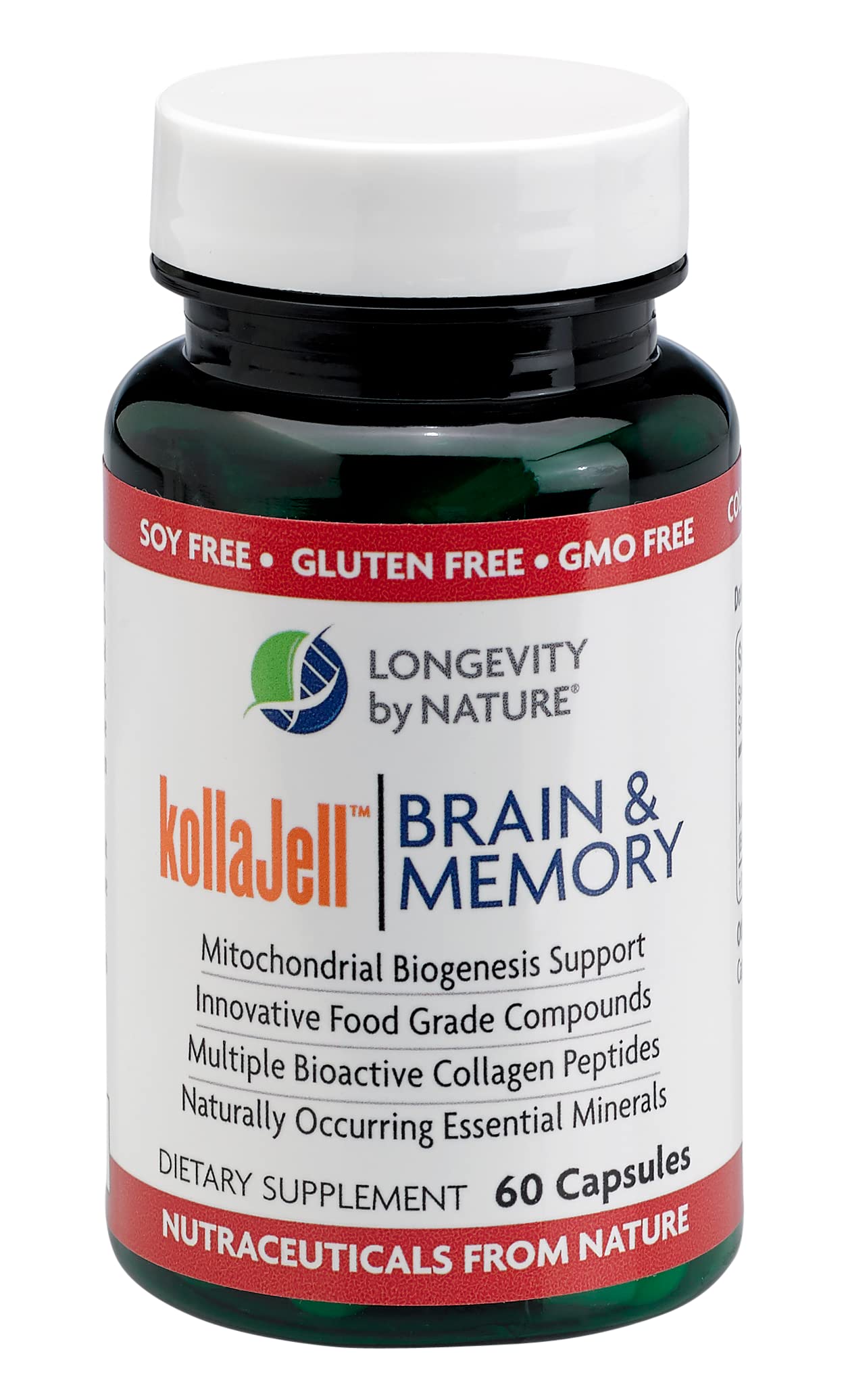 Longevity by Nature KollaJell 1000 mg - Enhance Focus and Memory Support, 60 Capsules Dietary Supplement
