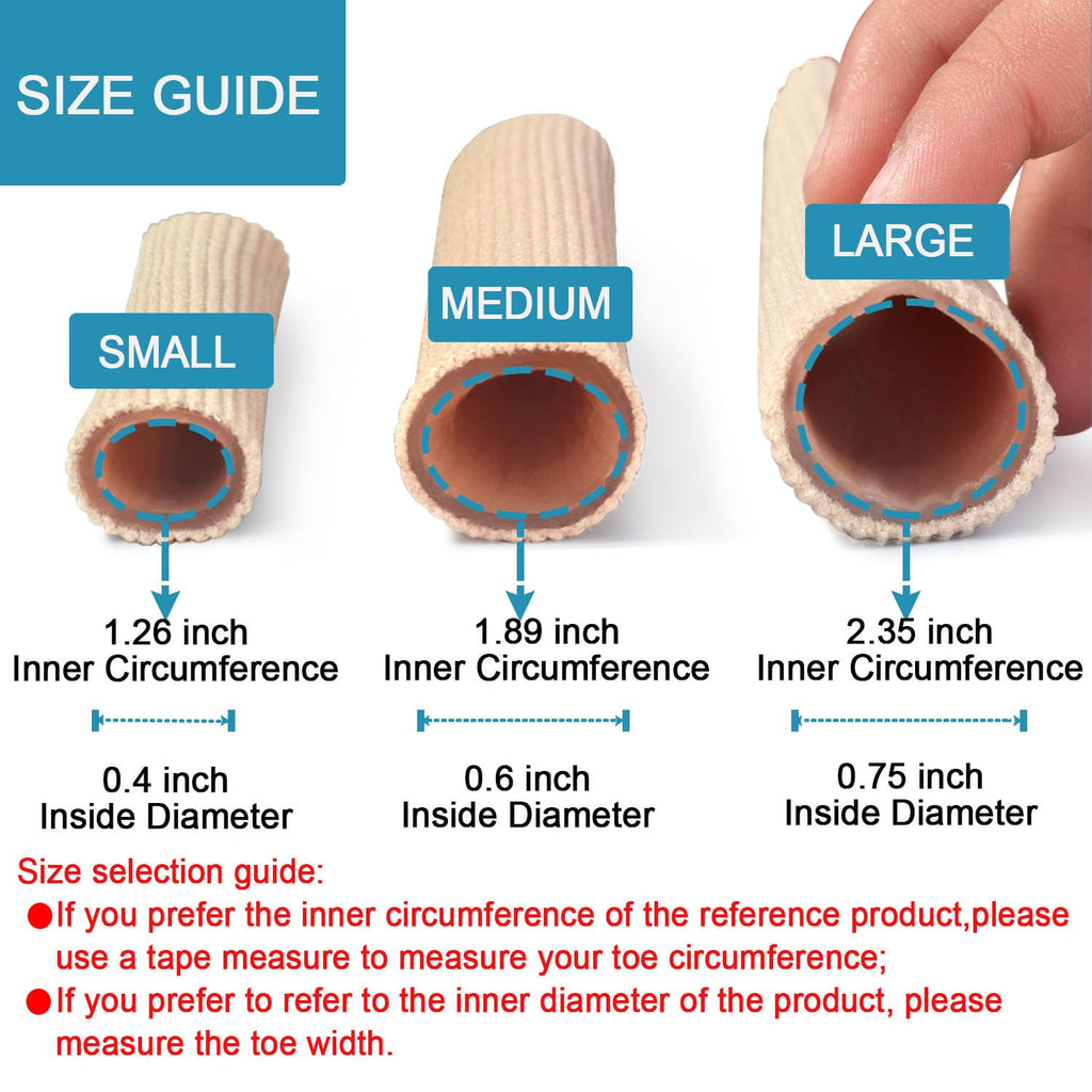 Cuttable Toe Tubes Sleeves 5 Pack, Made of Elastic Fabric Lined with Silicone Gel. Toe Sleeve Protectors Relief Toe Pressure Pai