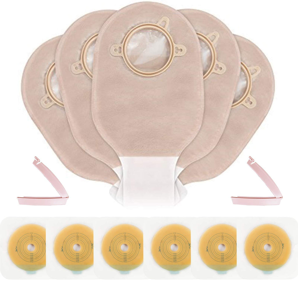 Carbou 21 PCS Colostomy Bags Ostomy Supplies Clamp Drainable Pouches for Colostomy Ileostomy Stoma Care with Measure Card,Cut-to