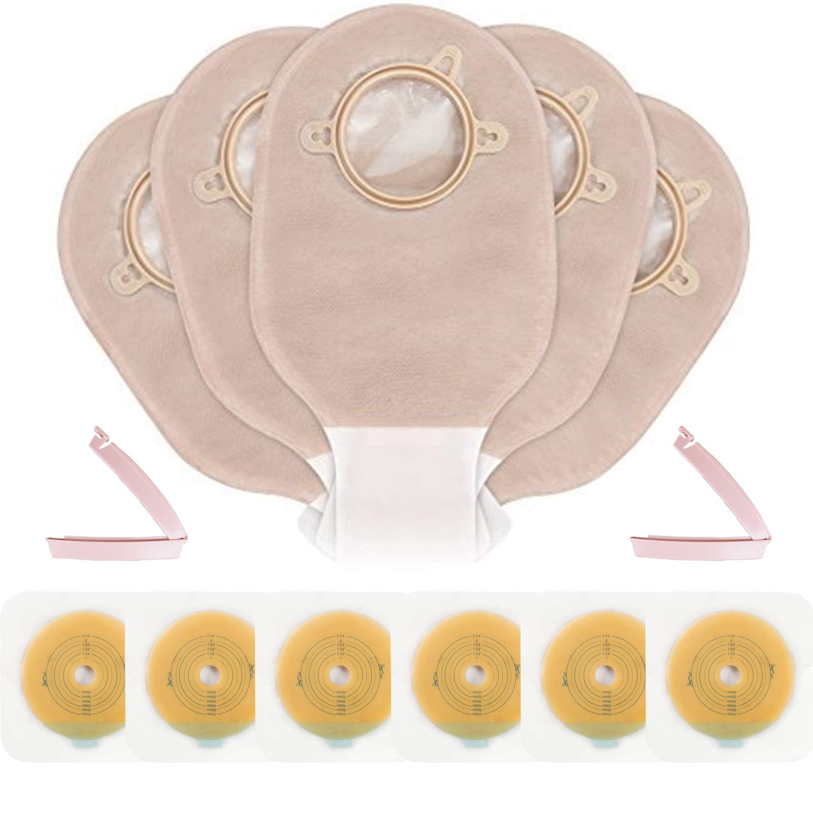 Carbou 21 PCS Colostomy Bags Ostomy Supplies Clamp Drainable Pouches for Colostomy Ileostomy Stoma Care with Measure Card,Cut-to