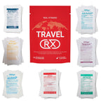 Travel RX Medicine Kit - Bulk Travel Medicine Kit with Individually Wrapped Medicine & Bag for Indigestion, Motion Sickness & Mo