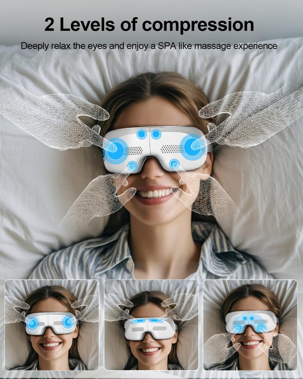 NOWCOZY Eye Massager with Heat, Smart Eye Massager with Bluetooth Music for Migraine Dry Eye Sleep Relief, Portable Massage Slee
