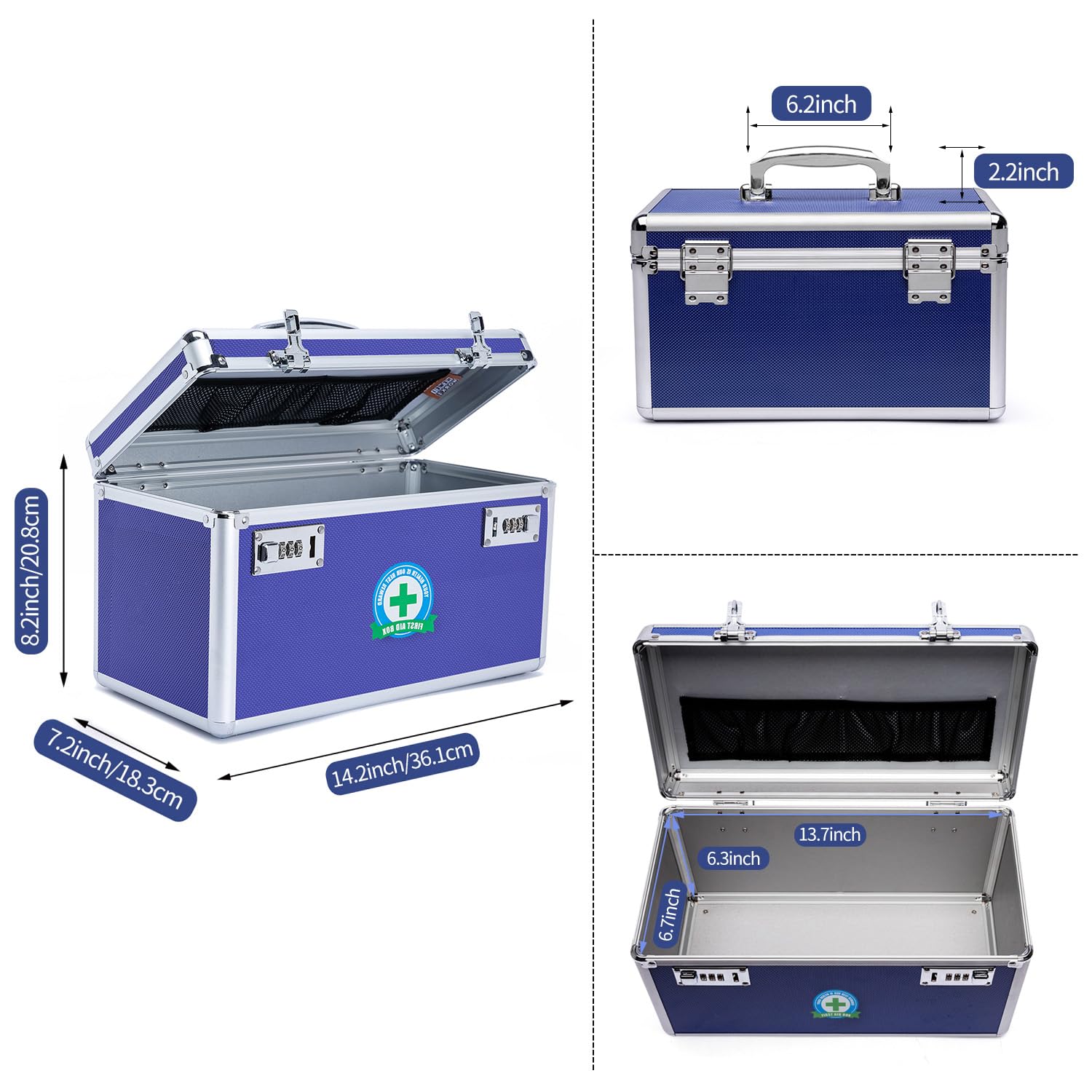 HEWEI WORKS Lockable Medication Box with Portable Storage Case, 14.2x 7.2x 8.2, Childproof Medicine Lock Organizer, Locked