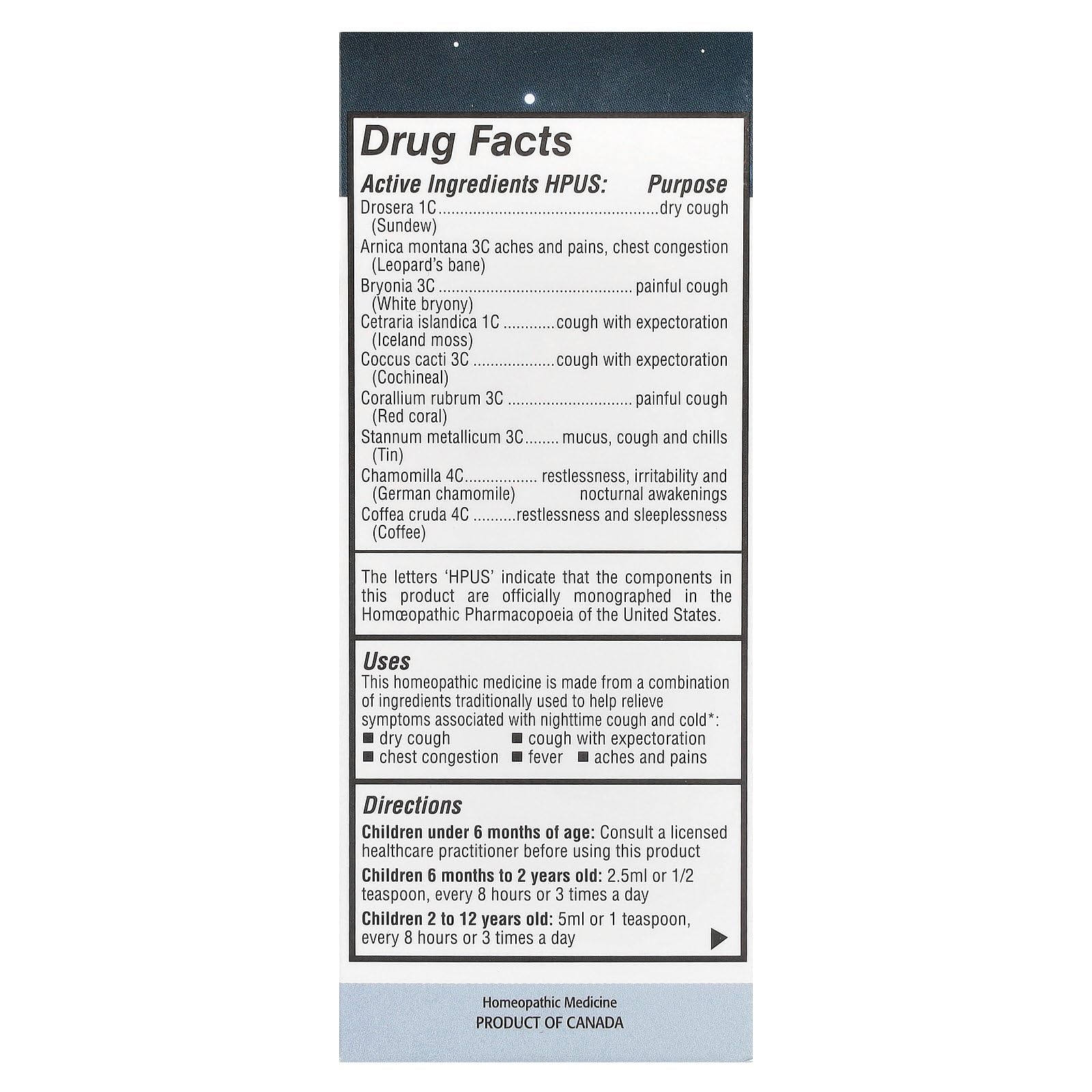 kids Relief Cough & Cold Syrup Nighttime Formula 3.4oz