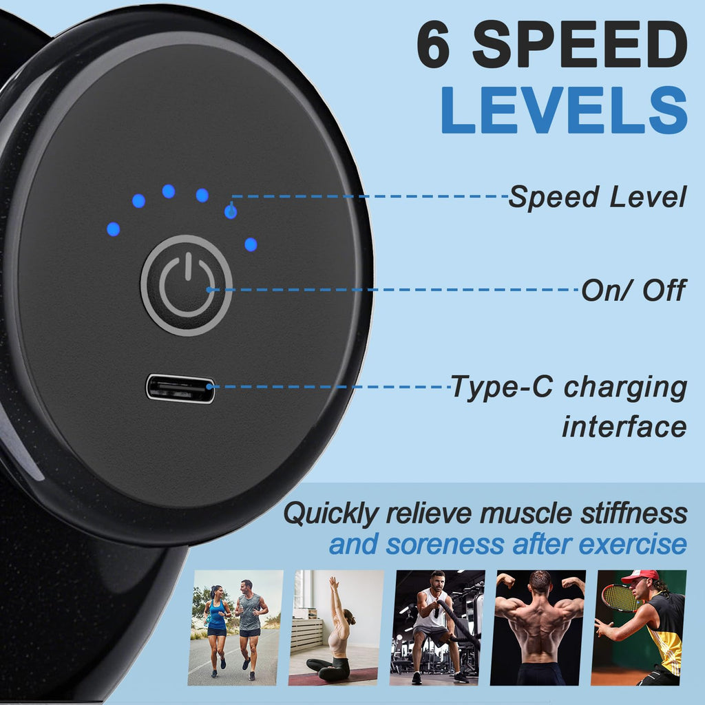 DEITY 4 Heads Handheld Massage Gun Deep Tissue, Electric Body Massager, Percussion Muscle Massager for Easing Shoulder and Back