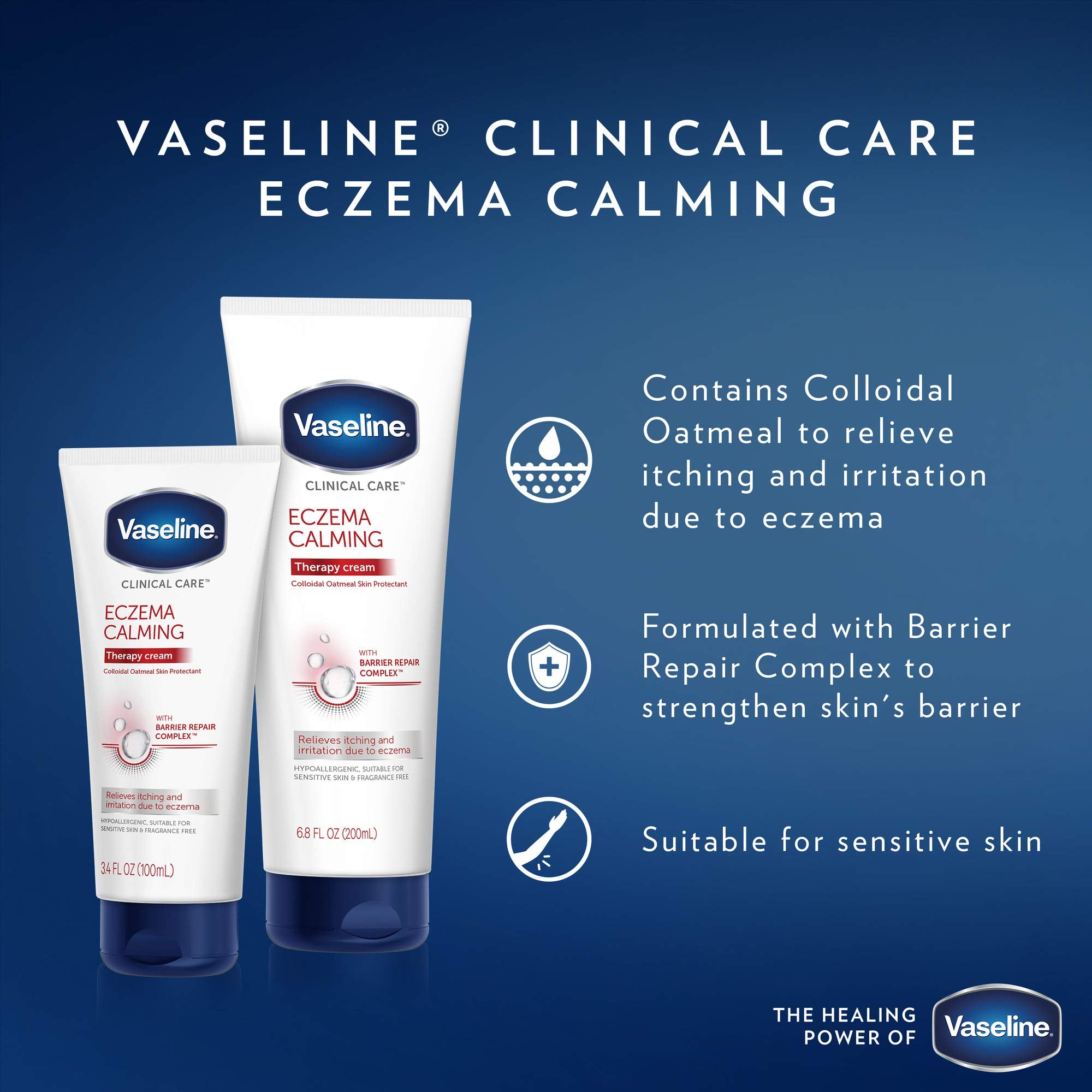 Vaseline Care Body Cream Eczema Calming Barrier Repair 6.8 fl oz