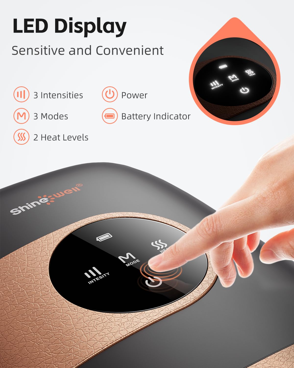 Shine Well Cordless Hand Massager with Heat and Compression, Hand Massager for Arthritis and Carpal Tunnel, for Hand Joints Stif