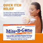 Mite-B-Gone Relief Soap - Fast Anti-Itch Soaps for Human Mites, Insect & Mosquito Bites, Itching & Discomfort | Kid Safe | Effec