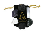 Crystals for House Protection Manifestation, Set of 6 Amethyst, Scolecite, Shungite, Black Tourmaline, Selenite and Moss Agate H