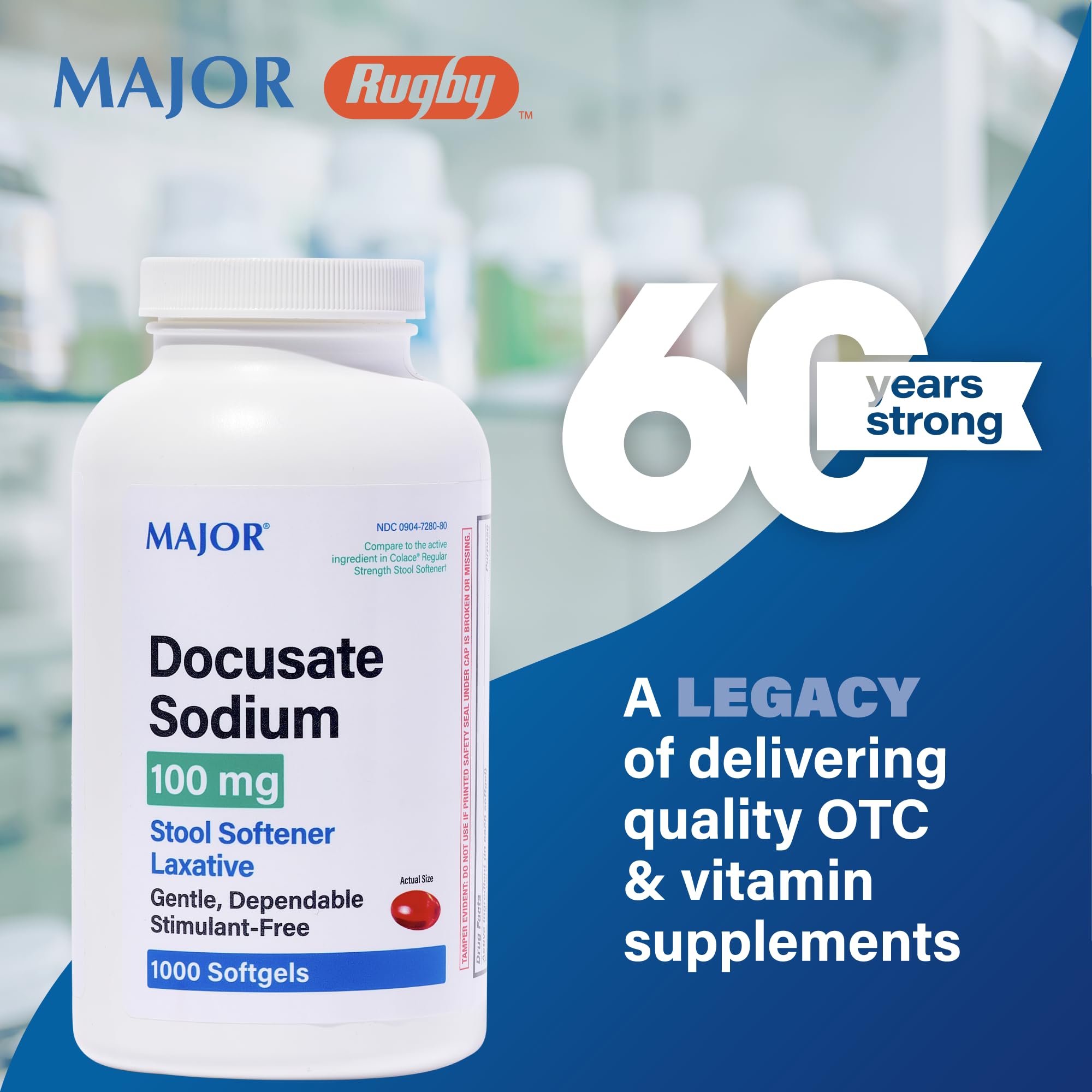Docusate Sodium 100 MG Softgels Generic for Colace 100 ea 3 PACK Total 300 Softgel Capsules