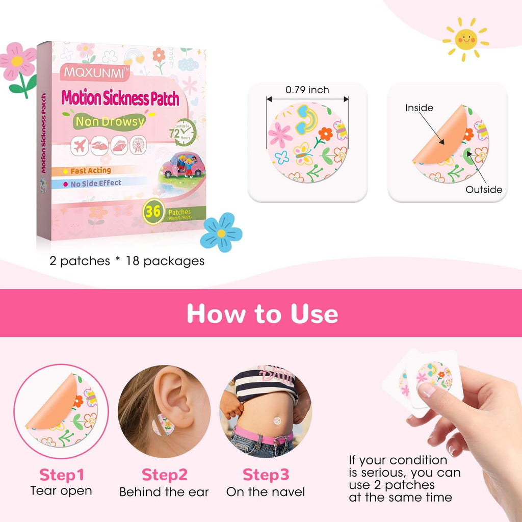 36ct Kids Motion Sickness Patches, Ear Patch For Sea Sickness Patch for Cruise, Ship Eez Sea Sickness Patches, Travel Essentials