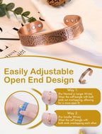 Feraco Copper Magnetic Bracelets for Men Women with Strong Magnets, Tree of Life Pattern, 99.99% Pure Solid Copper Cuff Bangle,
