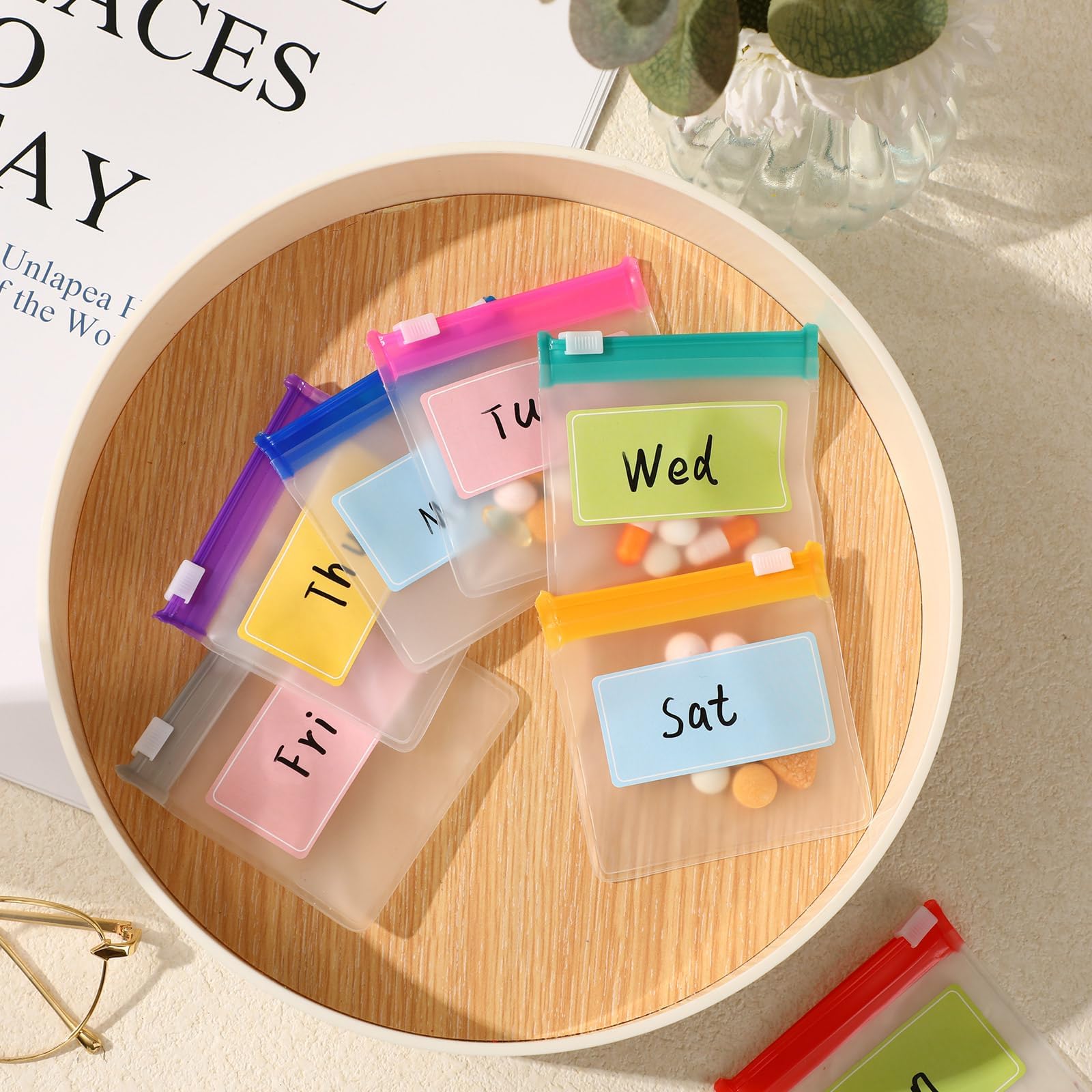 MARFOREVER 25 Pcs Pill Pouch Small Pill Bags Reusable Medicine Organizer Travel Pill Container Storage Pill Case with Slide Lock