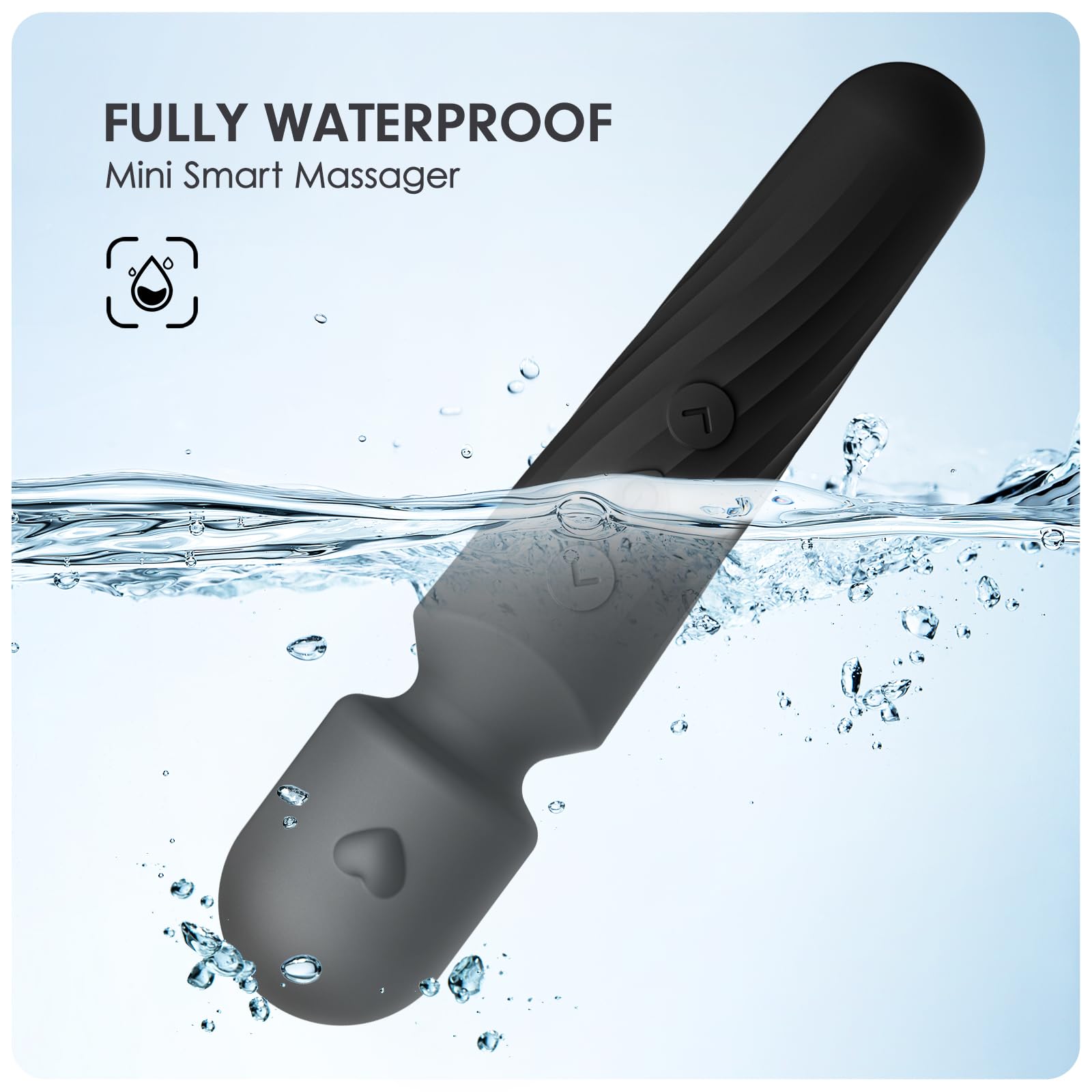 Electric Travel Massager, 10 Modes 5 Speed Powerful Silent Waterproof Handheld Neck Muscle Massage Tool (Black)