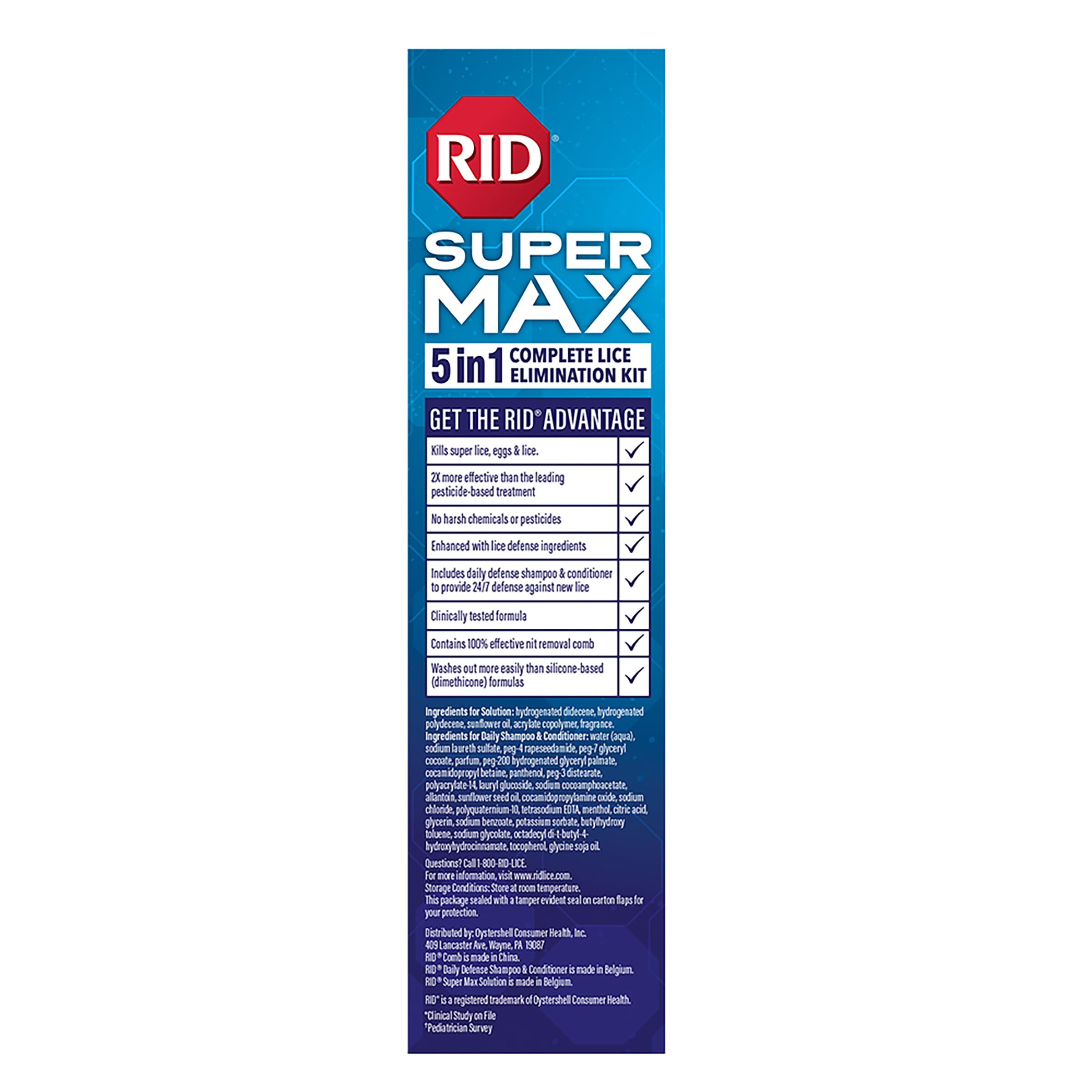 RID Super Max Lice Treatment Kit, Kills Lice & Super Lice & Eggs + 24/7 Lice Defense, Pesticide Free, 3.4 FL OZ Solution + 6.8 F