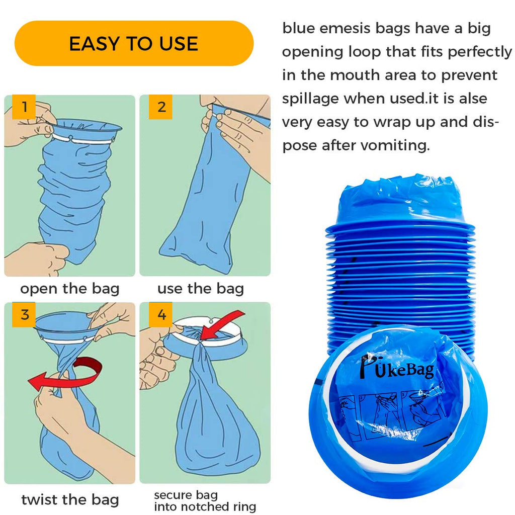 50 Pack Emesis Bag, Disposable Vomit Bags, Aircraft Barf Bags Car Sickness Bag, Nausea Bags for Travel Motion Sickness