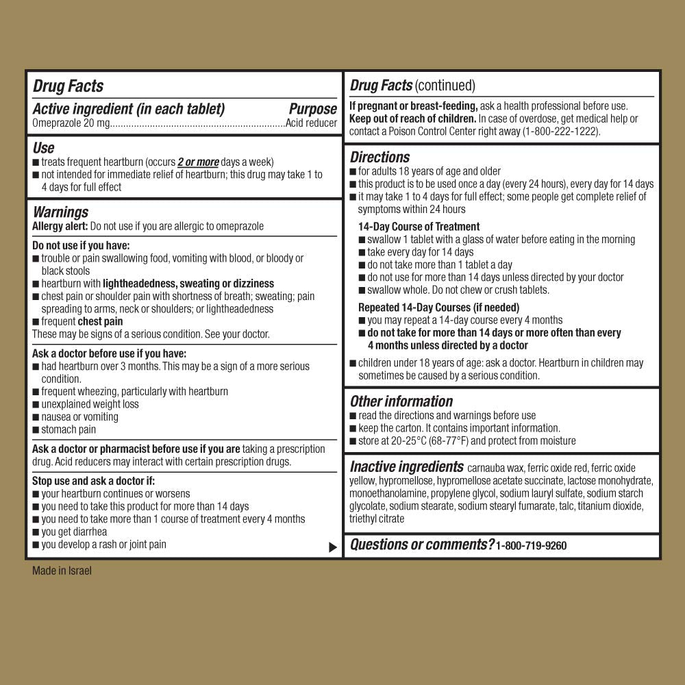 GoodSense Omeprazole Delayed Release Tablets 20 mg, Stomach Acid Reducer for Frequent Heartburn Treatment, 14 Count (Pack of 3)