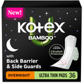 Kotex Bamboo Ultra Thin Overnight Pads with Wings, 36 Count (Packaging May Vary)