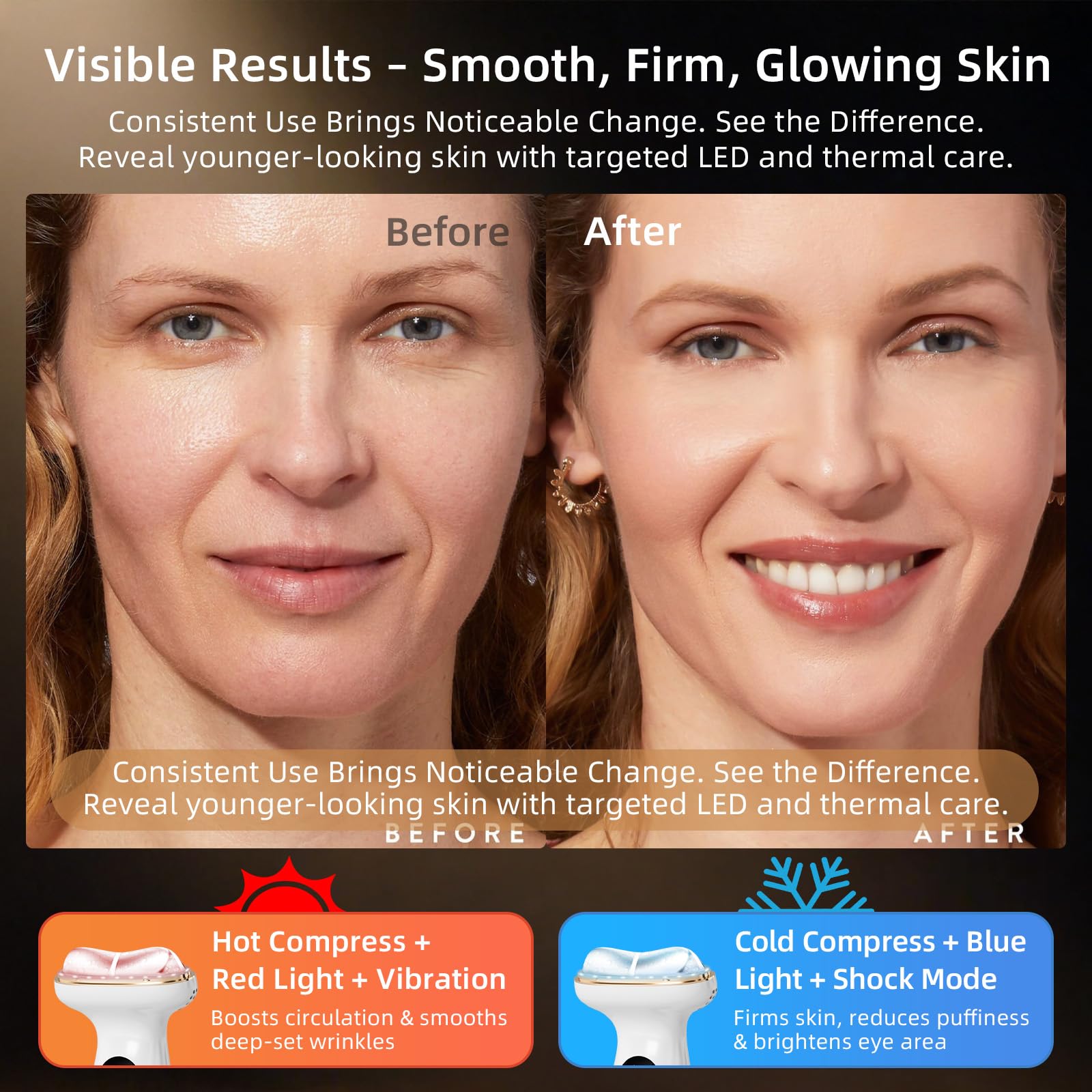 Red Light for Face & Neck Beauty Massager, 7-in-1 LED Gua Sha Sculptor, Microcurrent, Vibration for Face Neck Eye Lifting, Wrink