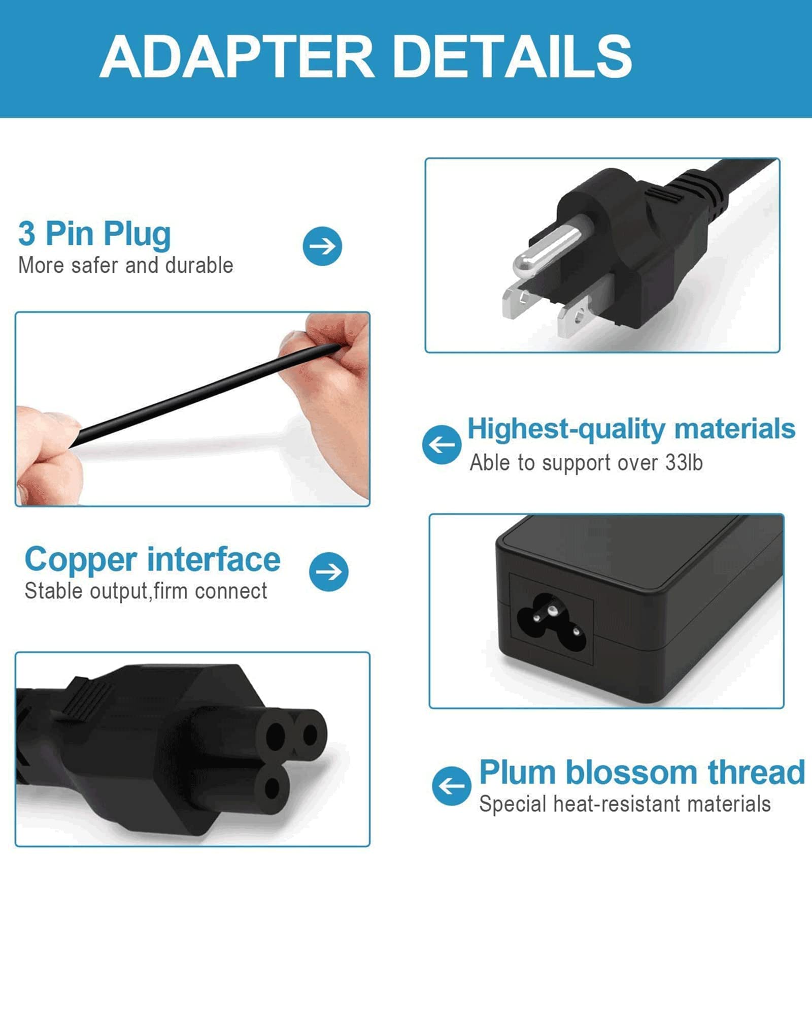 VHBW Charger Replacement for Inogen One G1 G2 G3 G4 G5 ADP-120RH BA-301 BA-302 BA-303 Concentrator, 120W 9.8Ft Long Power Supply