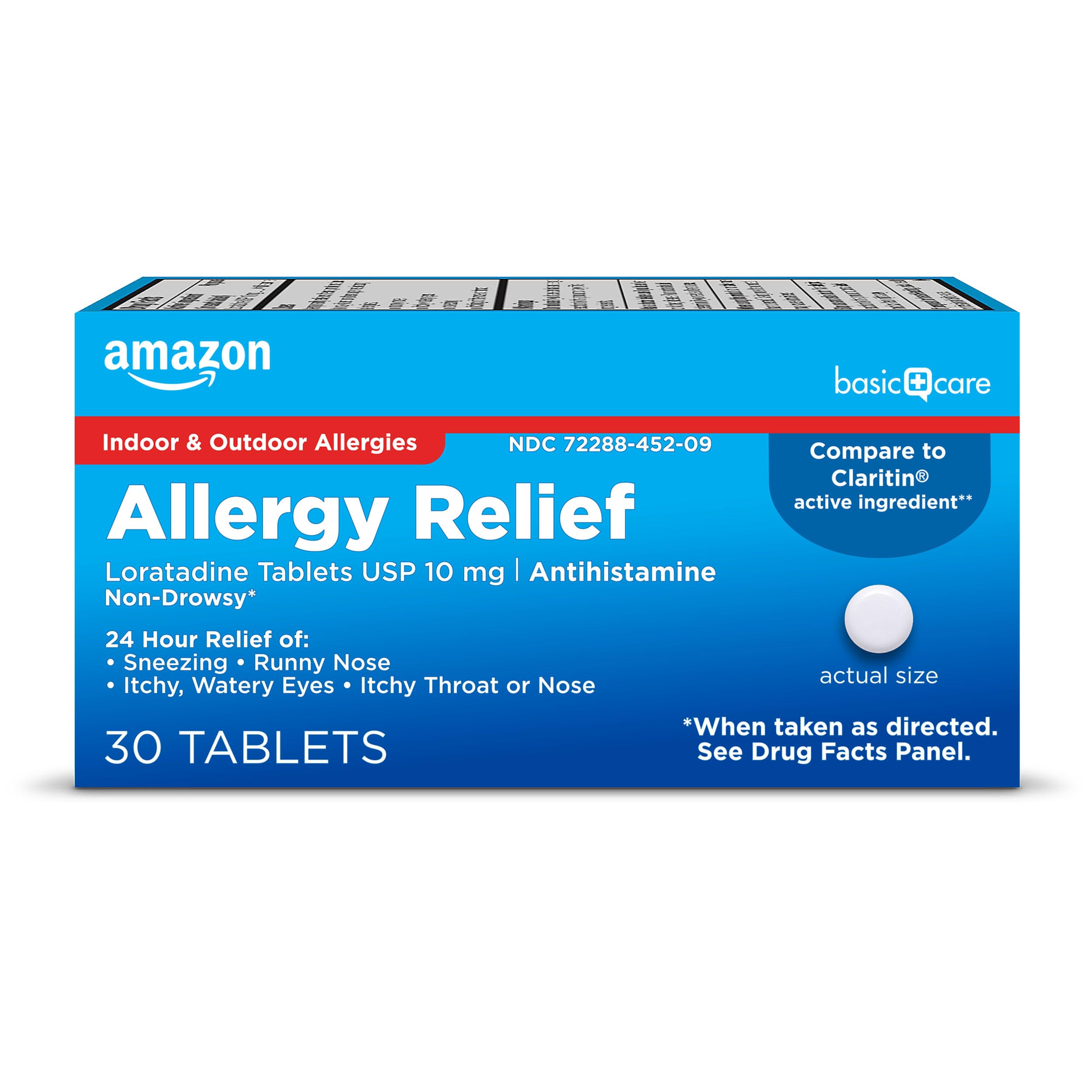 Amazon Basic Care Allergy Relief Loratadine Tablets 10 mg, 30 Count