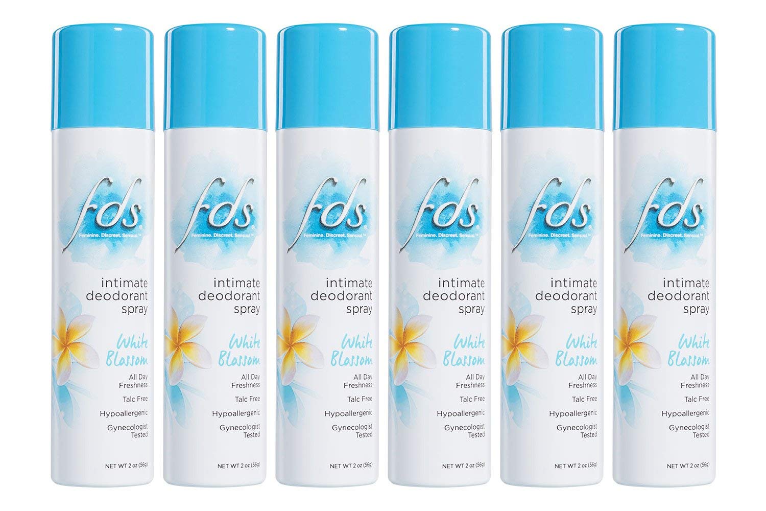 FDS Hypoallergenic Intimate Deodorant Spray, White Blossom 2 Ounce (6-Pack)