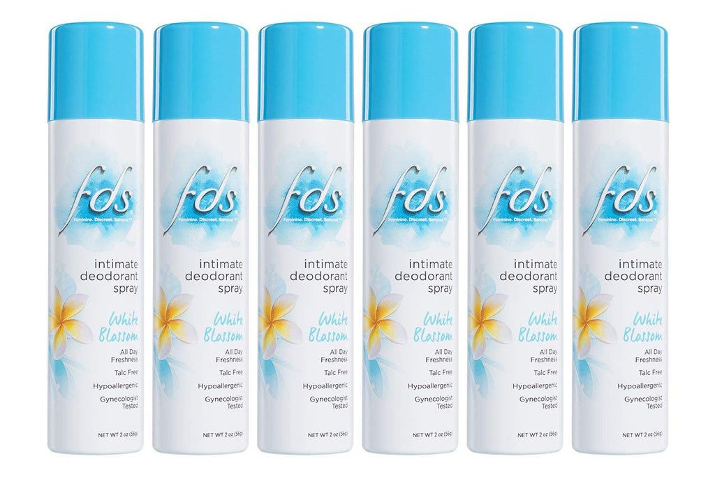 FDS Hypoallergenic Intimate Deodorant Spray, White Blossom 2 Ounce (6-Pack)