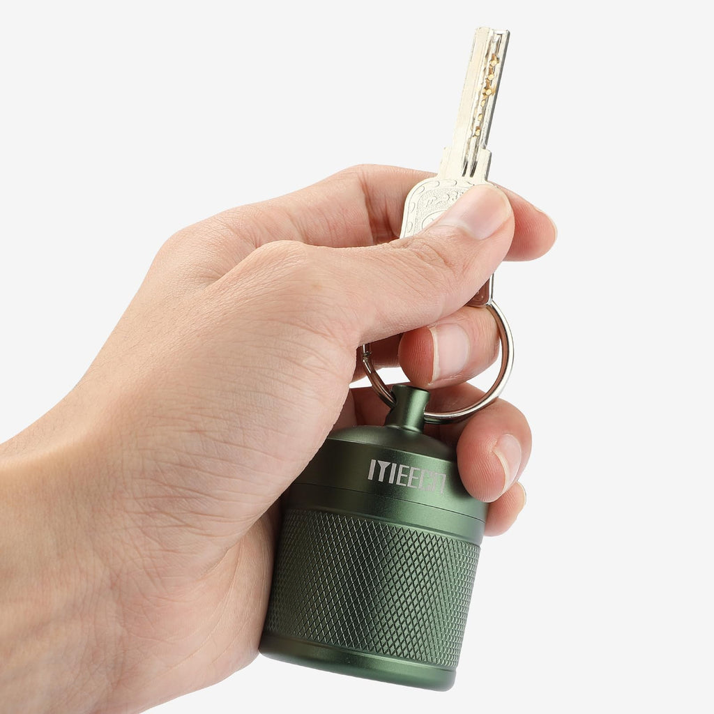 MEECN Keychain Pill Holder, Box, Aluminum, Waterproof Container, Pill Organizer for Outdoor Travel Camping,Size: 1.6 x 1.6 x 2 i