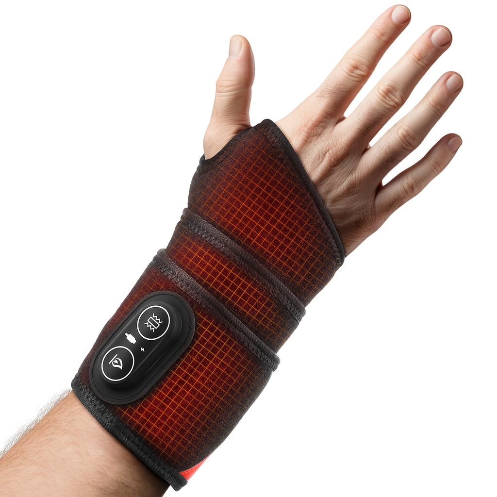 Cordless Wrist Heating Pad, Hand Wrap Brace with 3 Heats and Vibrations, Versatile Heating Pad for Knee, Elbow, Wrist, Ankle
