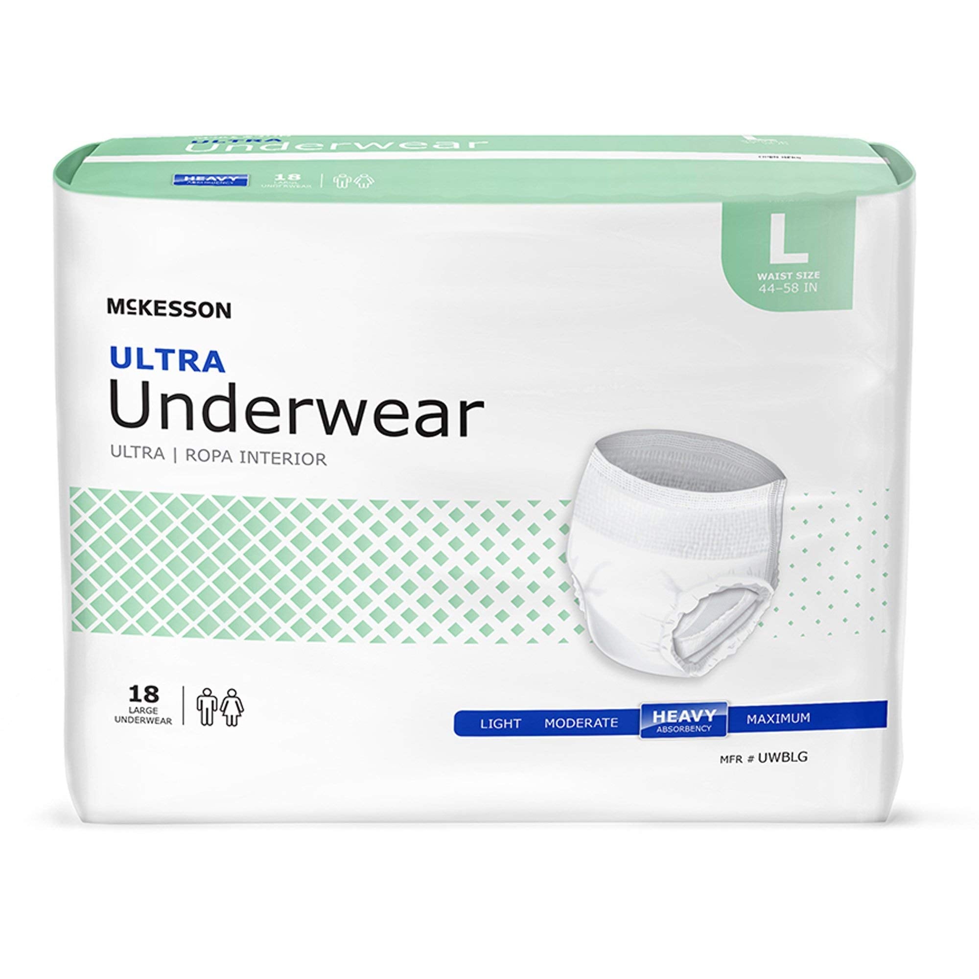 McKesson Ultra Adult Incontinence Underwear, [72 Count], Heavy Absorbency, Large, 44-58 in. Unisex Bladder Leak Protection, Pull