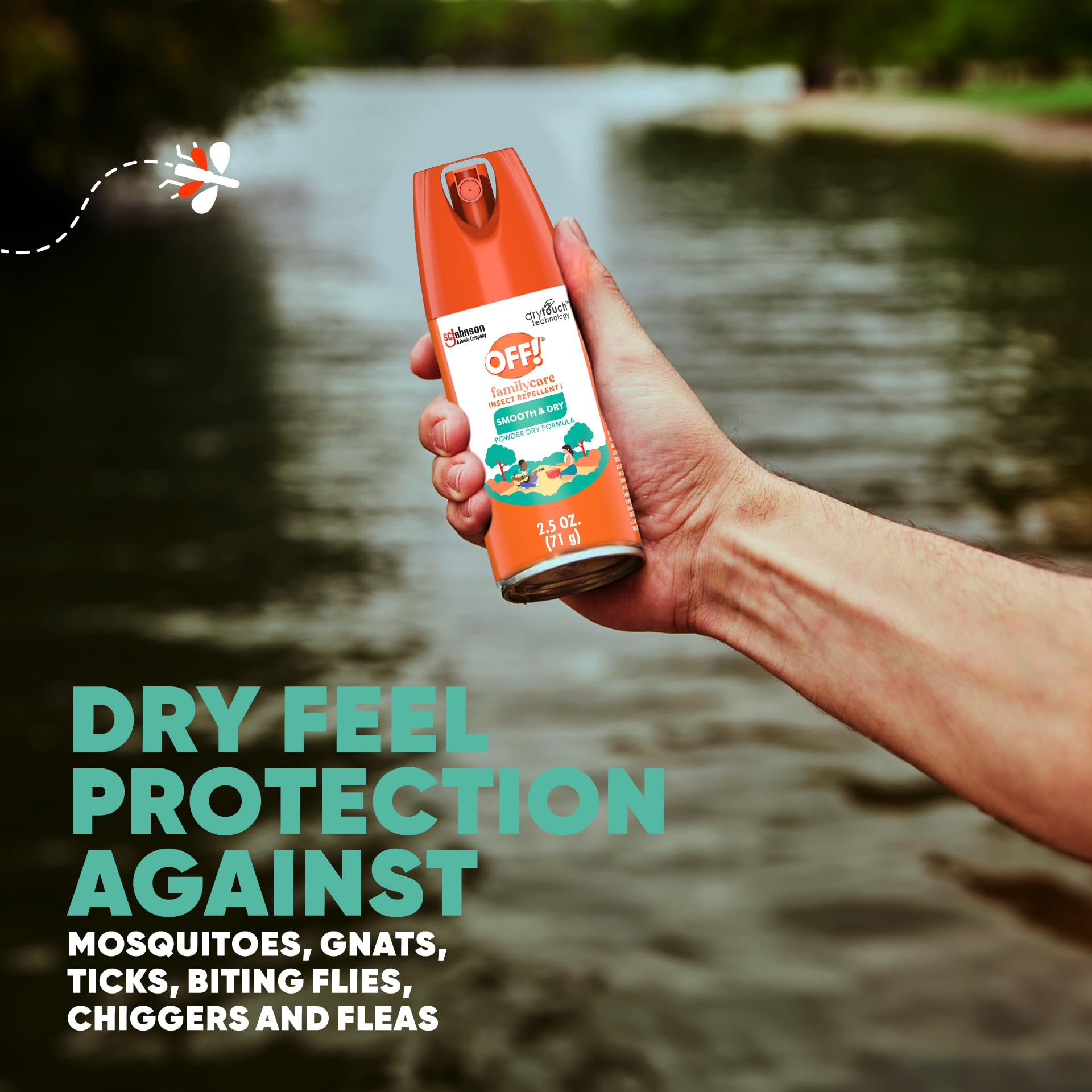 Off! Family Care Travel Size Mosquito & Tick Repellent Aerosol, Smooth & Dry Bug Spray for The Beach, Backyard, Picnics and More