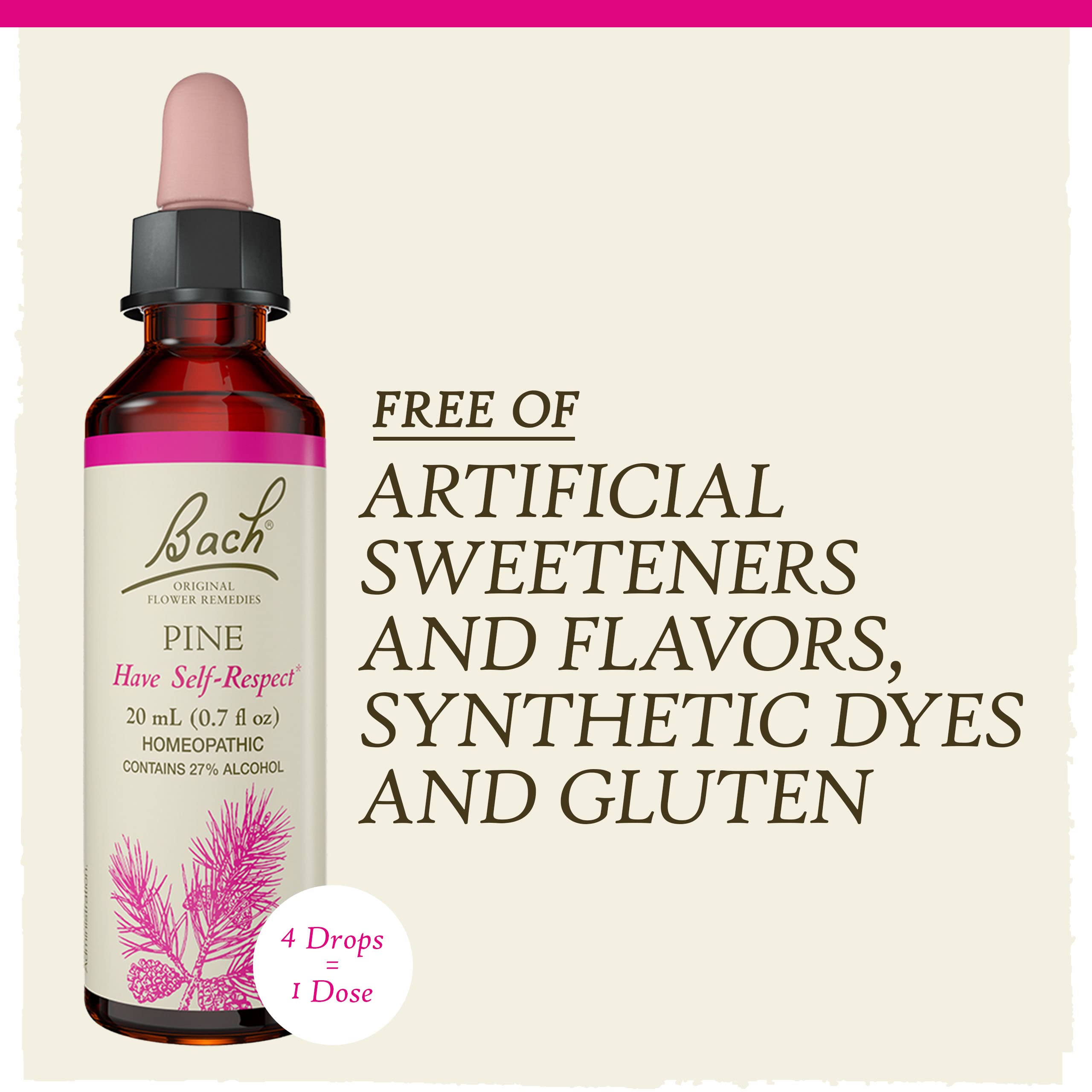Bach Original Flower Remedies, Pine for Self Respect, Natural Homeopathic Flower Essence, Emotional Wellness and Stress Relief,