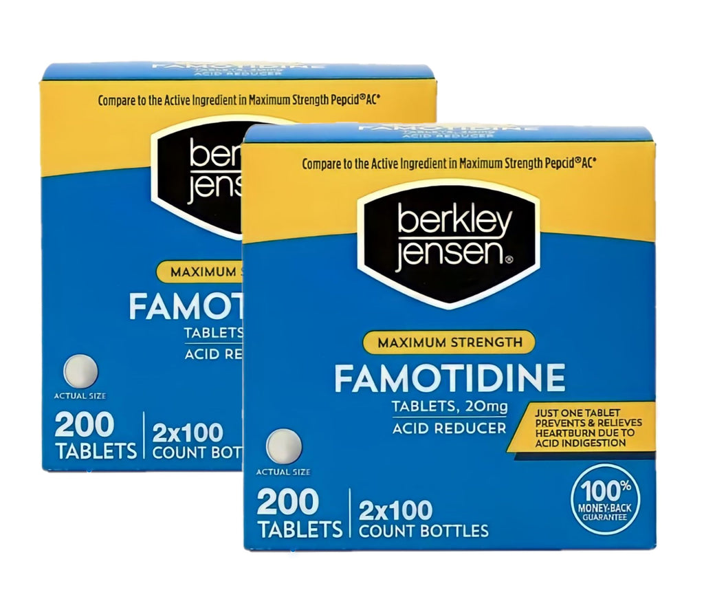 berkley jensen Maximum Strength Famotidine 20 mg, (400 Count) Acid Reducer Tablets, Relieves Meal-Induced Heartburn & Acid Indig