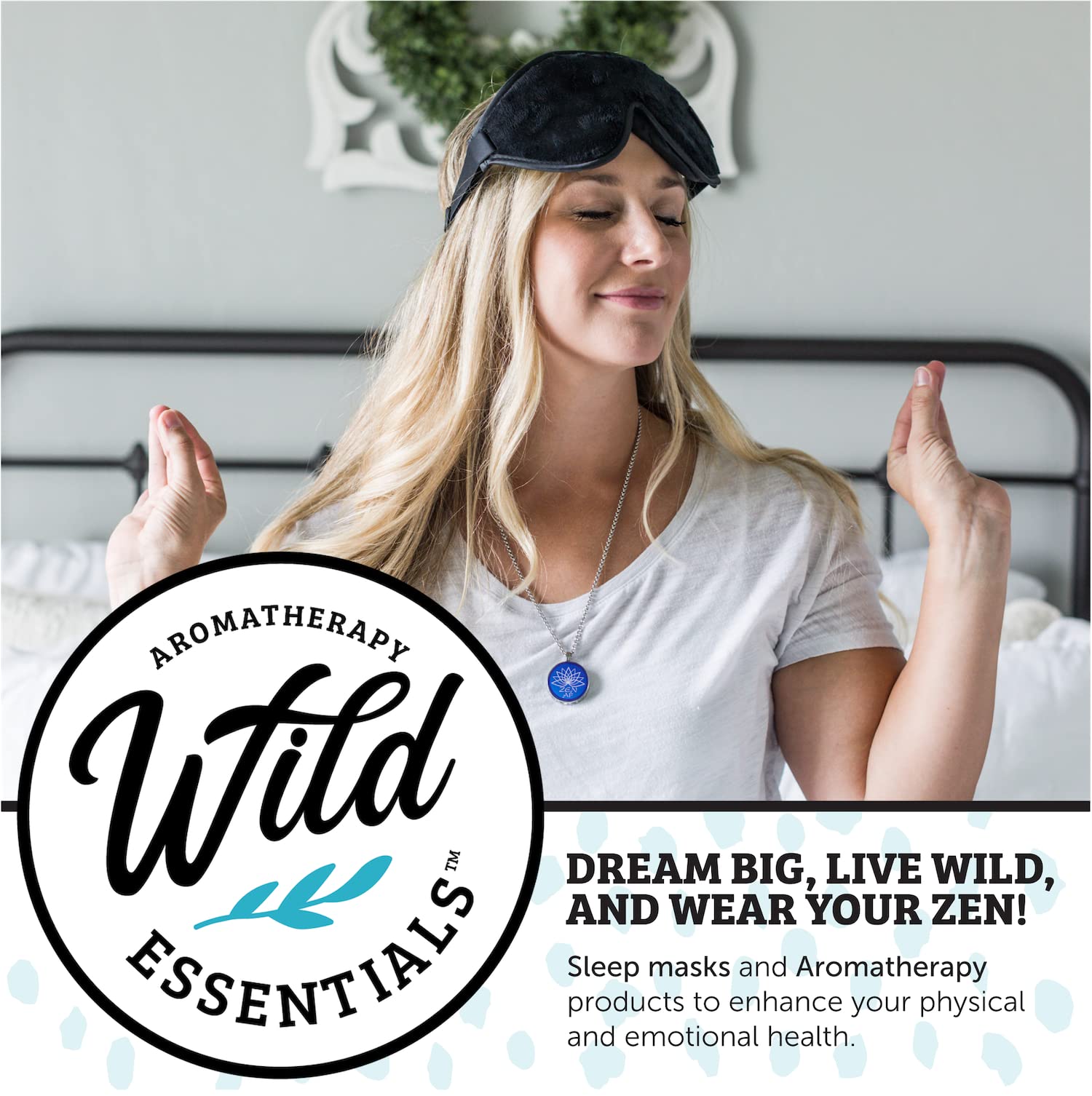 Wild Essentials Love Knot Necklace Essential Oil Diffuser Kit with Lavender, Lemongrass, Peppermint, Orange Oils, 12 Refill Pads
