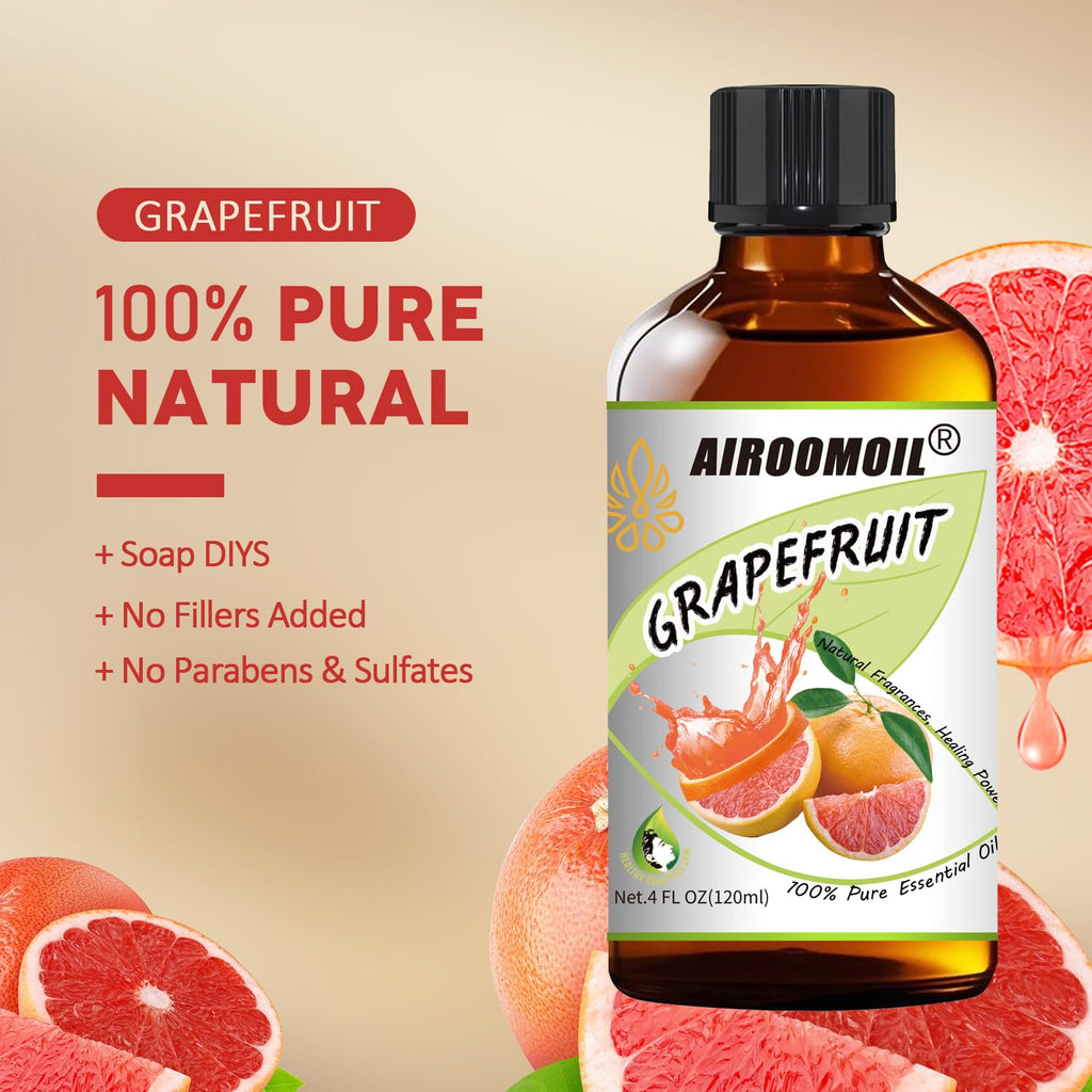 Pure Grapefruit Essential Oil - Fresh Citrus Scent Aromatherapy for Diffusers, Candle Soap Making, Massage Oil 4 Fl Oz