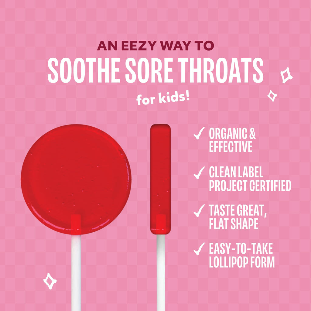 Lolleez Organic Lollipops for Kids Sore Throat Relief, Strawberry Perfect for Soothing A Sore Throat While Tasting Great, Strawb