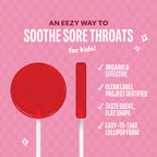 Lolleez Organic Lollipops for Kids Sore Throat Relief, Strawberry Perfect for Soothing A Sore Throat While Tasting Great, Strawb