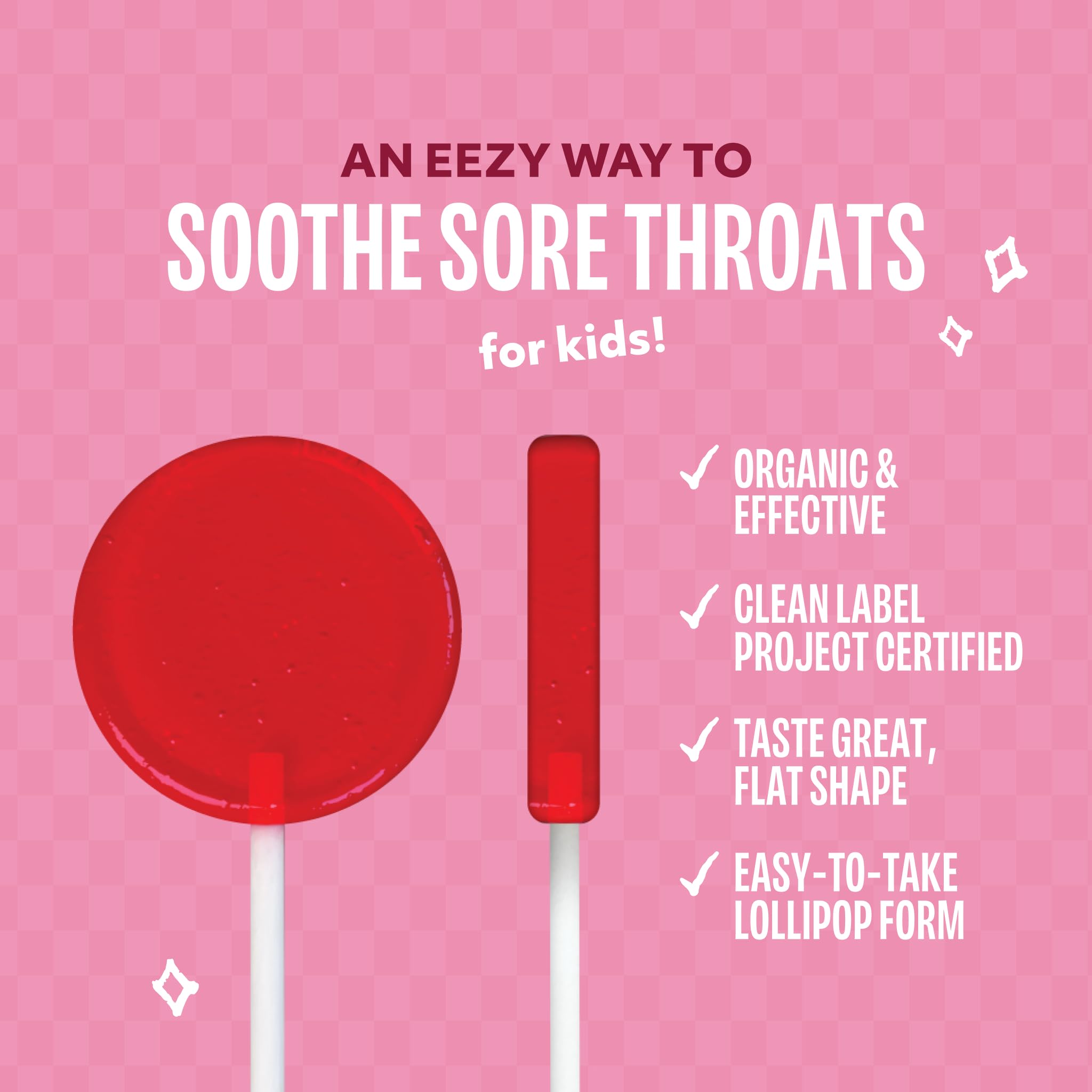 Lolleez Organic Lollipops for Kids Sore Throat Relief, Strawberry Perfect for Soothing A Sore Throat While Tasting Great, Strawb
